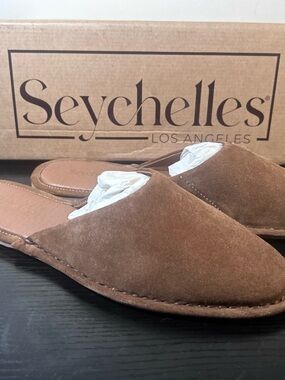 Seychelles Tan Suede Slip-On Mules